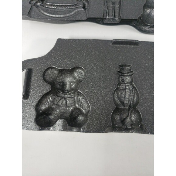 John Wright Christmas Candy Mold Cast Iron Bear Rocking Horse Snowman Soldier - Picture 6 of 16